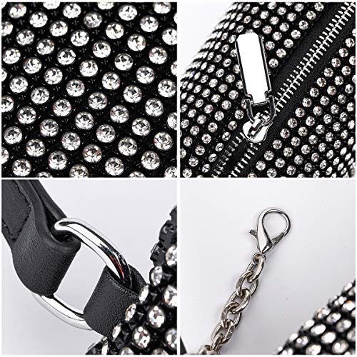 Valleycomfy Bling Bling Crystals Evening Clutch Bag for Women Girls Sparkling Crossbody Bag Wedding Prom Party Club Purses Handbags Black&white Diamonds - Image 5