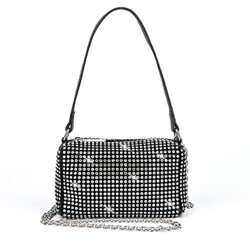 Valleycomfy Bling Bling Crystals Evening Clutch Bag for Women Girls Sparkling Crossbody Bag Wedding Prom Party Club Purses Handbags Black&white Diamonds - Image 1