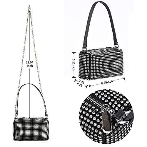 Valleycomfy Bling Bling Crystals Evening Clutch Bag for Women Girls Sparkling Crossbody Bag Wedding Prom Party Club Purses Handbags Black&white Diamonds - Image 3