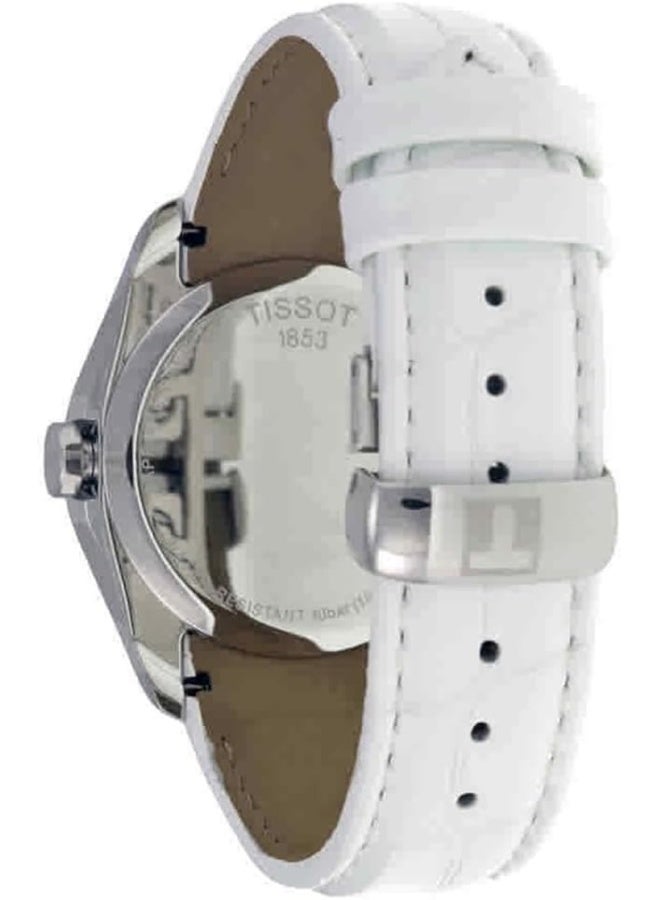 TISSOT Women's Couturier Quartz White Dial Leather Strap Watch T0352461611100 - Image 3
