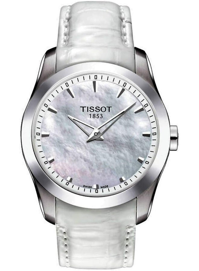 TISSOT Women's Couturier Quartz White Dial Leather Strap Watch T0352461611100 - Image 1