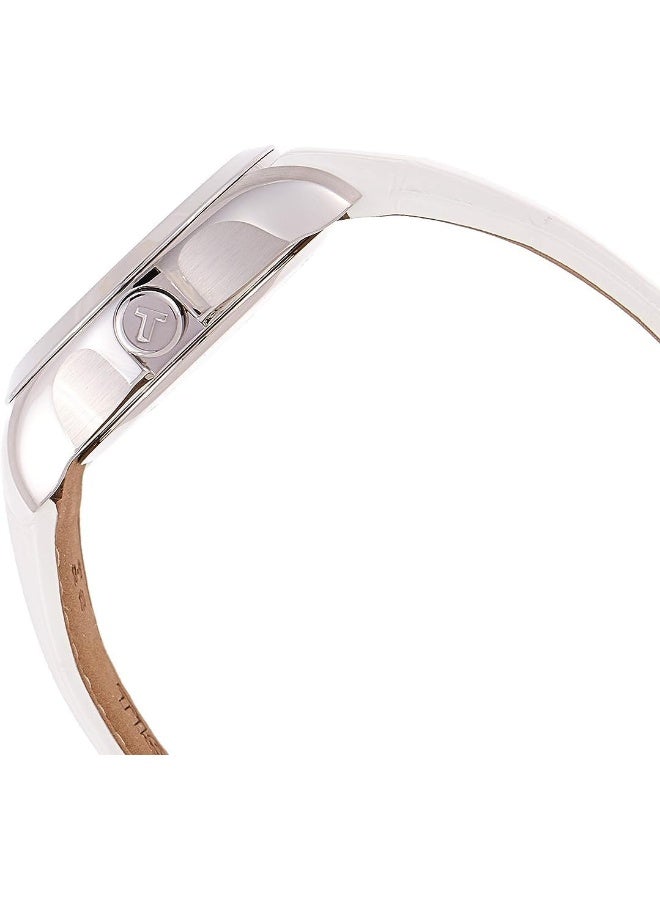 TISSOT Women's Couturier Quartz White Dial Leather Strap Watch T0352461611100 - Image 4
