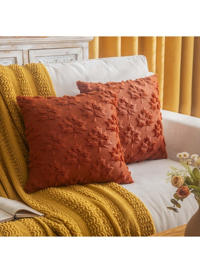 COSIBONO COSIBONO Maple Leaf Fall Throw Pillow Covers 18"x18" Set of 2, Caramel Farmhouse Decorative Pillow Covers for Autumn Harvest Holiday Accent Pillow Cases, Faux Fur Pillow Covers for Couch Bed Room - Image 1