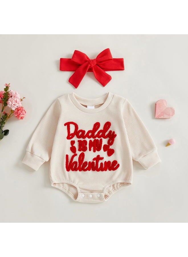 Lucikamy Newborn Baby Boy Girl Valentine's Day Outfits Sweatshirt Romper Infant Long Sleeve Bubble Onesie Spring Clothes, Red 80154, 3-6 Months - Image 4