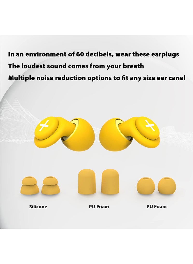 Excefore Noise Reduction Ear Plugs-40 dB Noise Cancelling Reusable Hearing Protection in Flexible Silicone for Sleeping, Traveling, Concerts, Work & Swimming,3 Wearing Styles, Yellow  - Image 3
