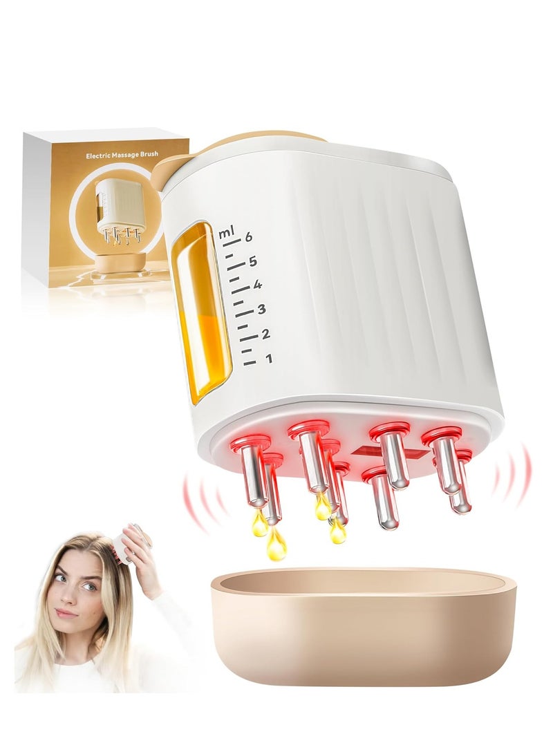 Furtey Electric Scalp Massager and Hair Oil Applicator Hair Massager Scalp Applicator Brush for Hair Treatment Growth Medicine Essential Oil Serum White - Image 1