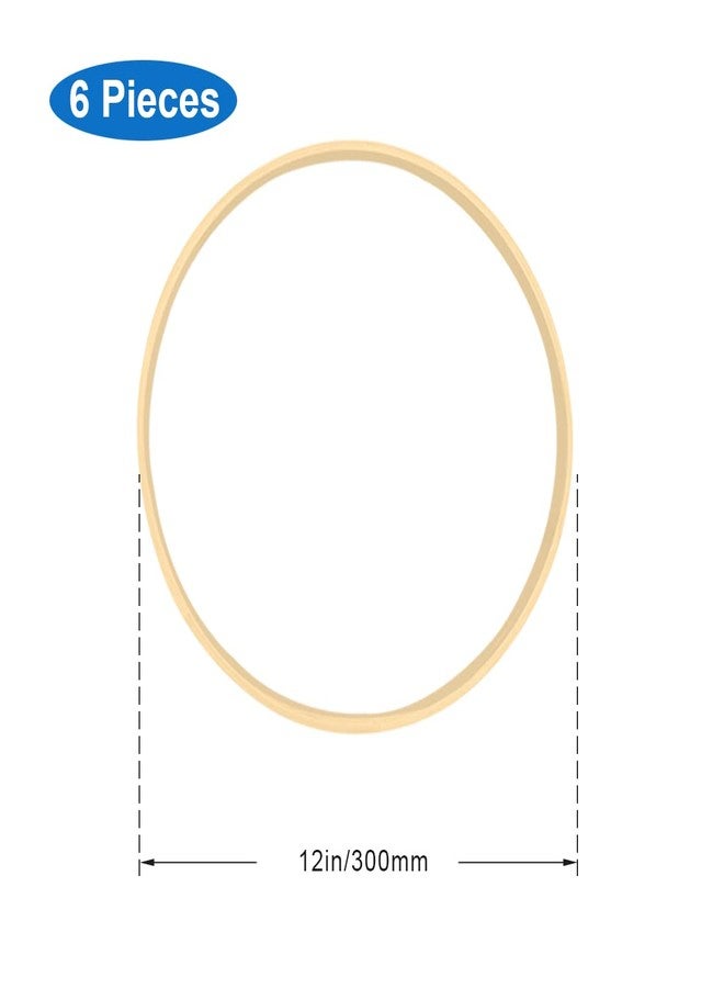 Worown 6 Pack 12 Inch Wooden Bamboo Floral Hoops Wreath Rings for DIY Wedding Wreath Decor, Dream Catcher and Macrame Wall Hanging Crafts - Image 2