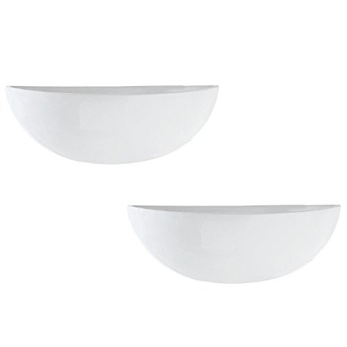 MyGift White Ceramic Wall Planters for Indoor Plants, Half Bowl Hanging Vase, Wall Mounted Succulent Planters, Set of 2 - Image 3