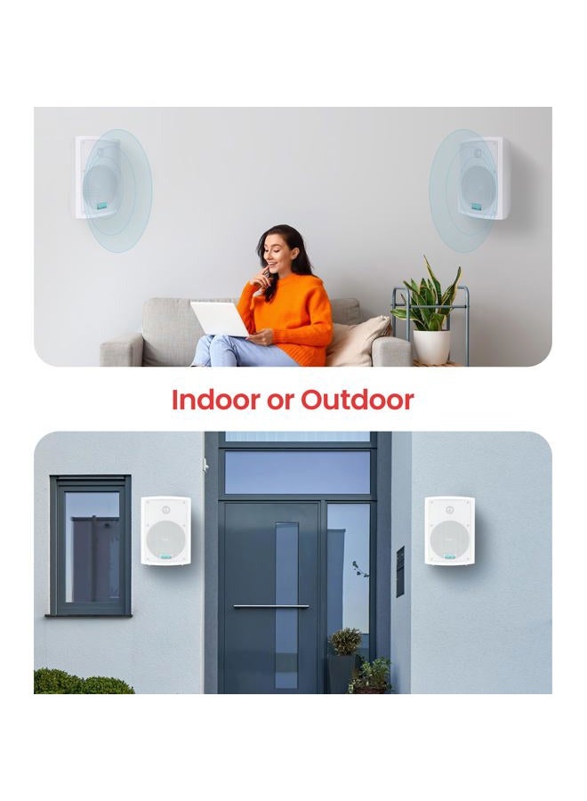 Pyle Home Pyle PDWR63 Dual Waterproof Outdoor Speaker System-6.5 Inch Pair of Weatherproof Wall or Ceiling Mounted White Speakers w/Heavy Duty Grill,Universal Mount-for Use in The Pool,Patio - Image 4