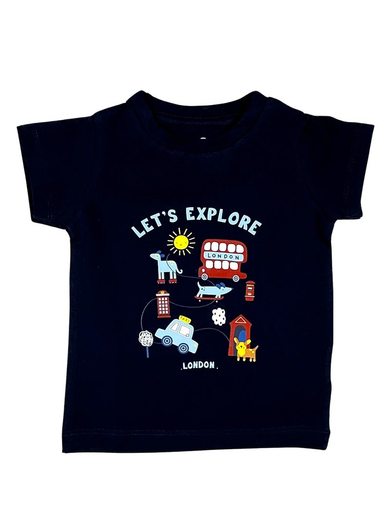 Baby Co. Let's Explore Navy T-shirt - Image 1