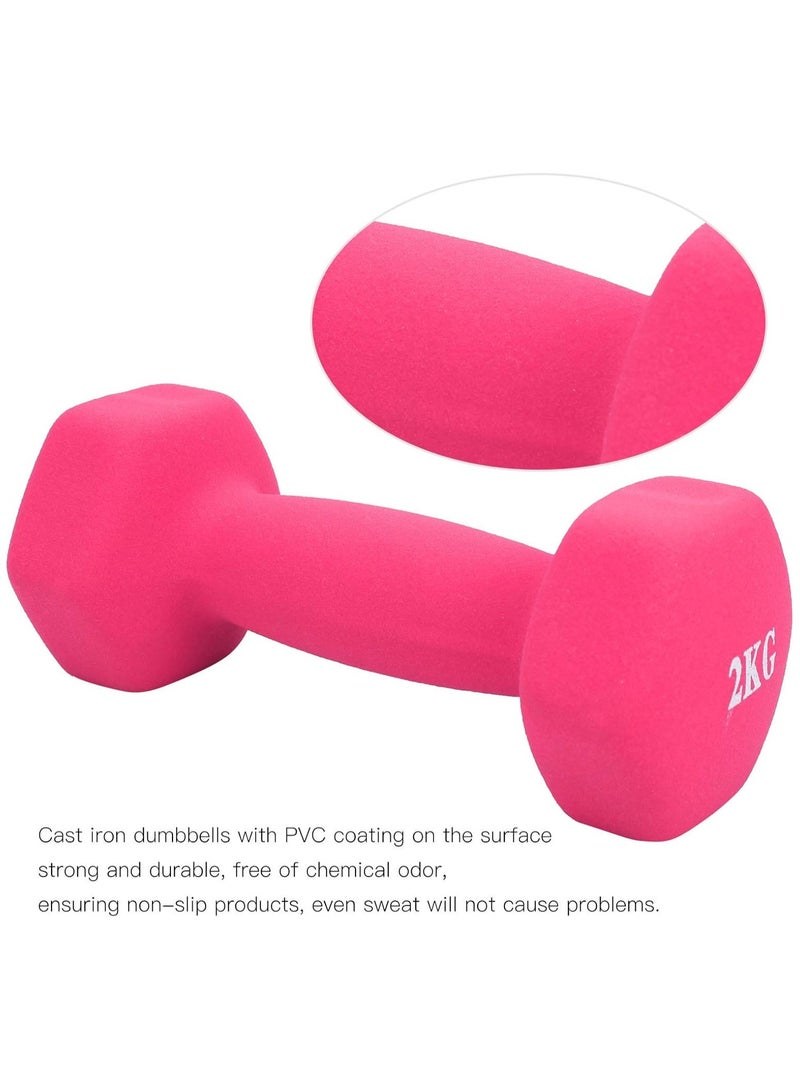 Scrolls Dumbbells Hand Weights Set of 2 - Vinyl Coated Exercise & Fitness Dumbbell for Home Gym Equipment Workouts Strength Training Free Weights for Women, Men (PINK, 2KGX2) - Image 3