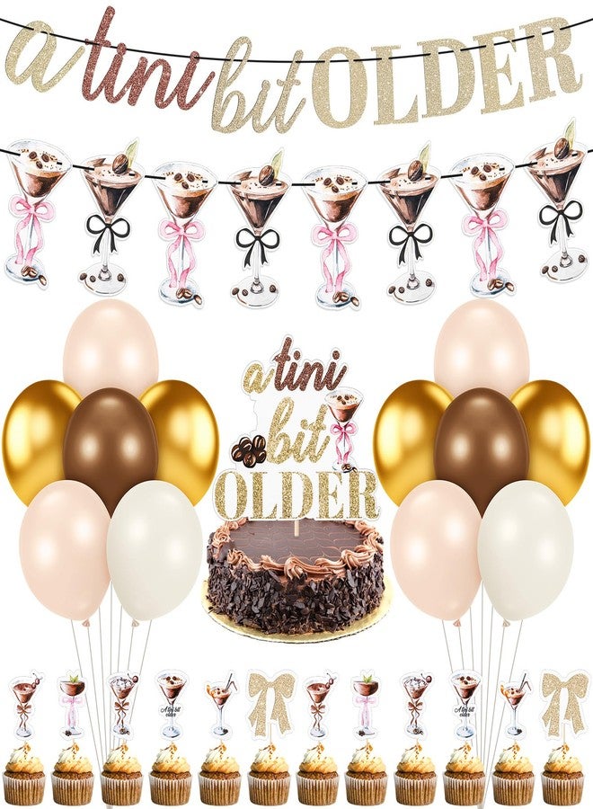 FuWeave زينة حفلة عيد ميلاد FuWeave Espresso Martini: لافتة "أقدم قليلاً" بنية اللون، إكليل مارتيني قهوة، زينة كعكة، بالونات لحفلة عيد ميلاد صغيرة، لوازم حفلة توديع العزوبية، لوازم حفل زفاف - Image 1