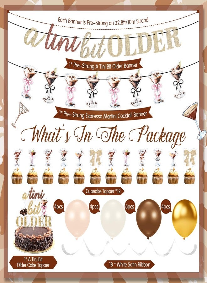 FuWeave زينة حفلة عيد ميلاد FuWeave Espresso Martini: لافتة "أقدم قليلاً" بنية اللون، إكليل مارتيني قهوة، زينة كعكة، بالونات لحفلة عيد ميلاد صغيرة، لوازم حفلة توديع العزوبية، لوازم حفل زفاف - Image 4