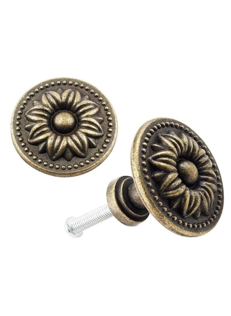 4 Pcs Antique Bronze Cabinet Knobs Pull, Vintage Rustic Style Drawer Knobs Decorative Round Handles for Furniture Cupboard Dresser  - Image 5