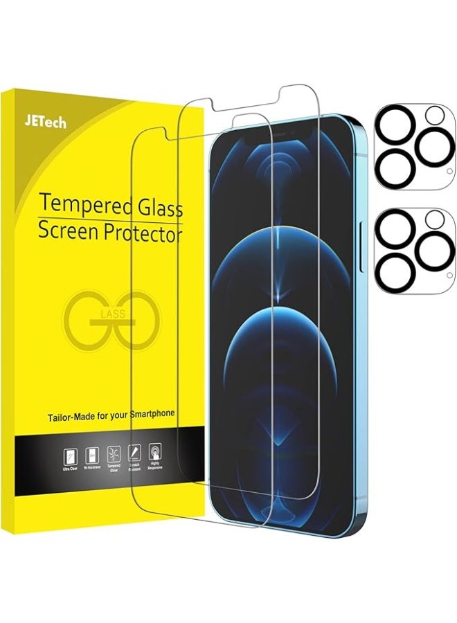 Jetech G-Tech screen protector and camera lens protector compatible with iPhone 12 Pro Max 6.7-inch, tempered glass layer, 2 per pack, clear - Image 1