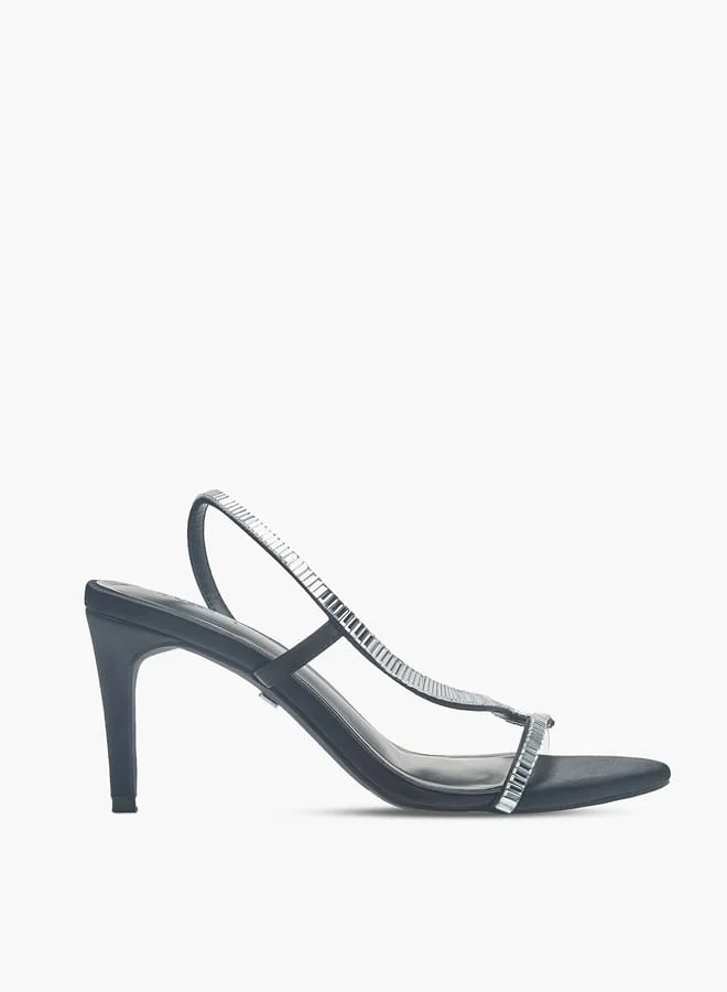 Womens Embellished Slip-On Sandals With Stiletto Heels