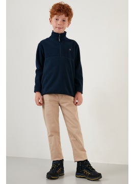 Lela Soft Textured Zippered Stand Collar Winter Fleece Unisex Children's Fleece 5905002  - Image 4