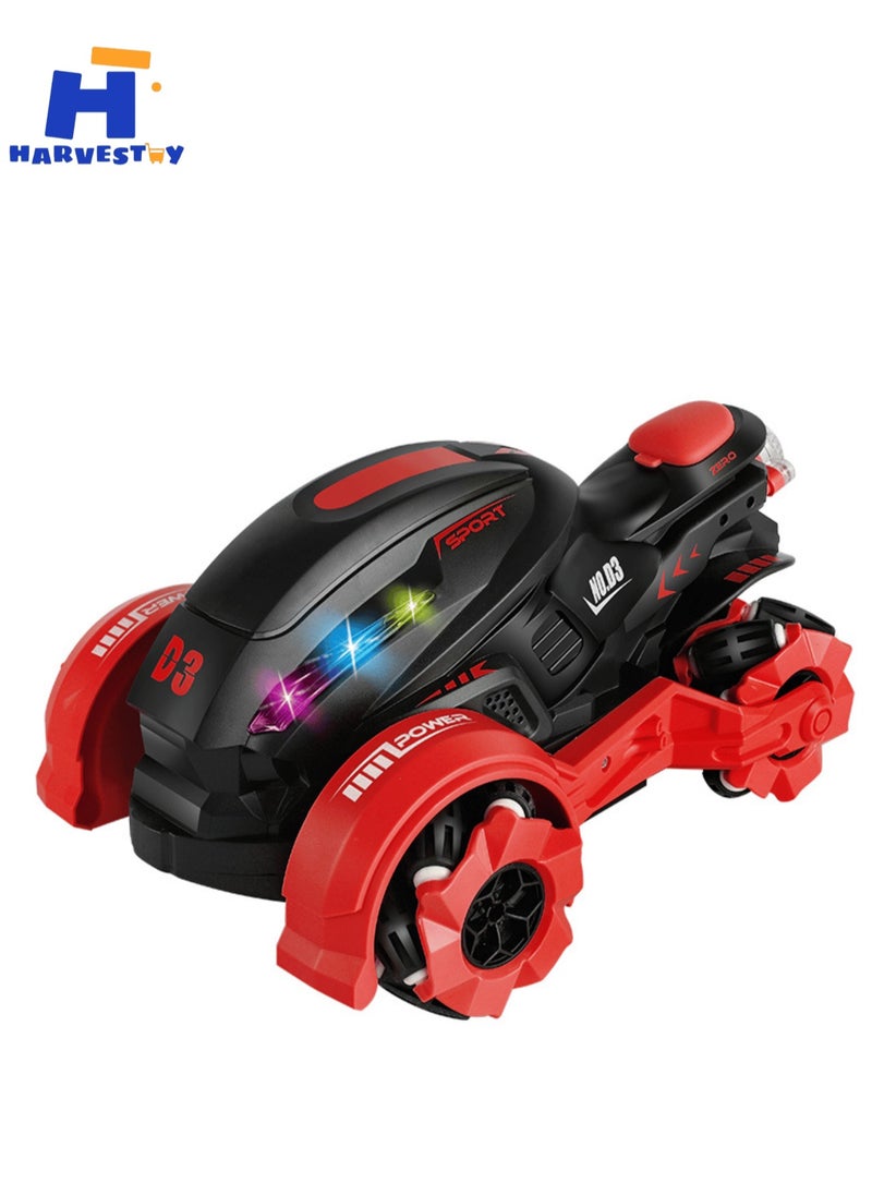 Harvestoy Remote Control Motorcycle, RC Cars With Spray Gas Remote-Controlled Dirt Bike with Light Music Drift RC Car Stunt Rc Truck Motorbike Gift for Boys and Girls Kids  - Image 1