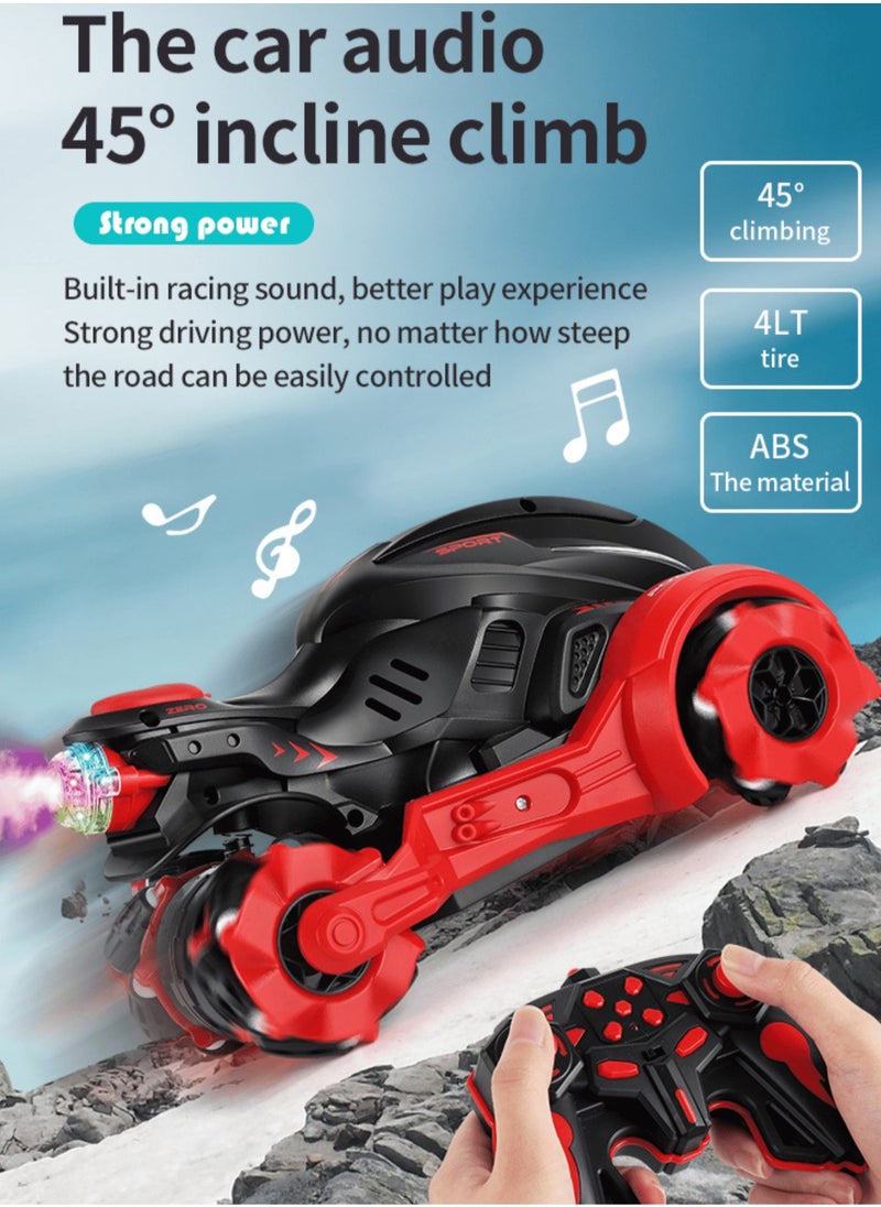 Harvestoy Remote Control Motorcycle, RC Cars With Spray Gas Remote-Controlled Dirt Bike with Light Music Drift RC Car Stunt Rc Truck Motorbike Gift for Boys and Girls Kids  - Image 4