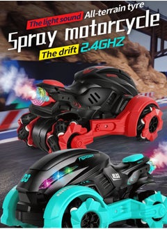 Harvestoy Remote Control Motorcycle, RC Cars With Spray Gas Remote-Controlled Dirt Bike with Light Music Drift RC Car Stunt Rc Truck Motorbike Gift for Boys and Girls Kids  - Image 2