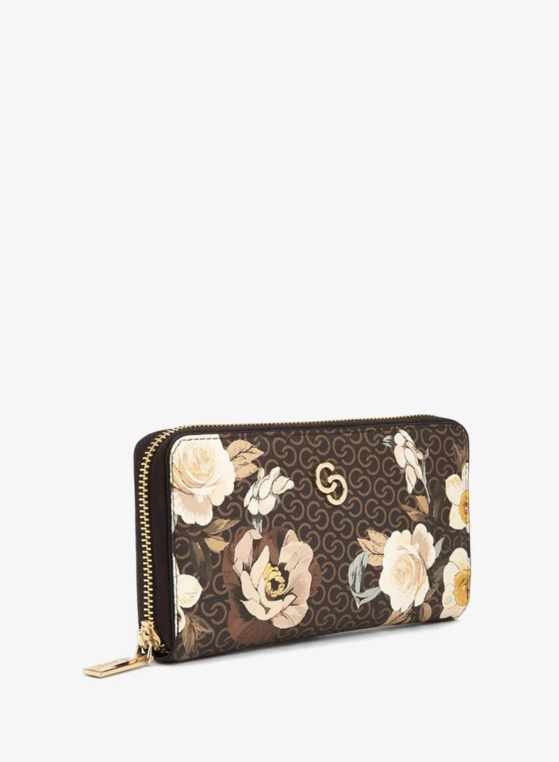 Celeste Floral Print Wallet With Zip Closure