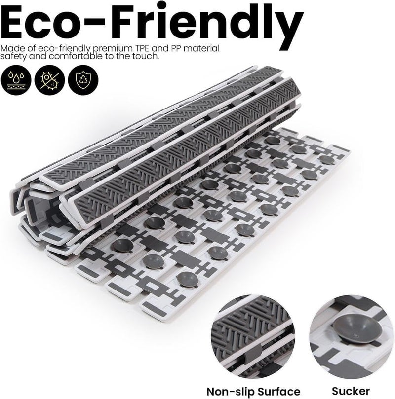 RichAxis PVC Anti Skid Mat For Bathroom Anti Slip Bathroom Mat Shower Area Anti Skid Mats With Suction Cups And Drain Holes For Bathtub Floor Mat (68X38 Cm,Grey) - Image 4