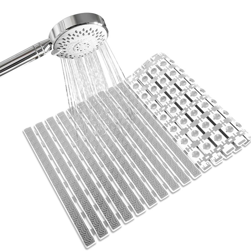 RichAxis PVC Anti Skid Mat For Bathroom Anti Slip Bathroom Mat Shower Area Anti Skid Mats With Suction Cups And Drain Holes For Bathtub Floor Mat (68X38 Cm,Grey) - Image 1
