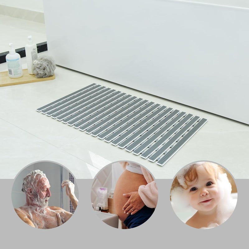 RichAxis PVC Anti Skid Mat For Bathroom Anti Slip Bathroom Mat Shower Area Anti Skid Mats With Suction Cups And Drain Holes For Bathtub Floor Mat (68X38 Cm,Grey) - Image 5
