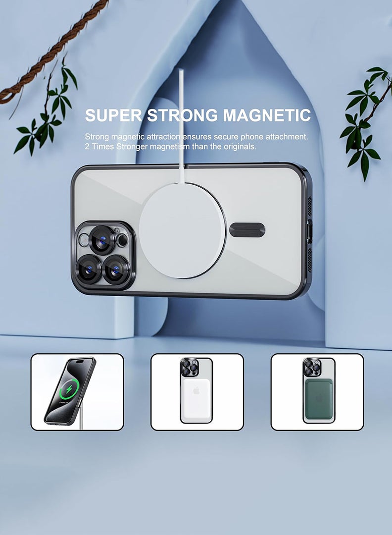 Theodor Premium Soft Clear Case for iPhone 16 Pro Max Camera Lens Full Protection, Compatible with MagSafe Wireless Charging, Shockproof Electroplated TPU Phone Cover iPhone 16 Pro Max 6.9 Inch 2024 -Black - Image 5