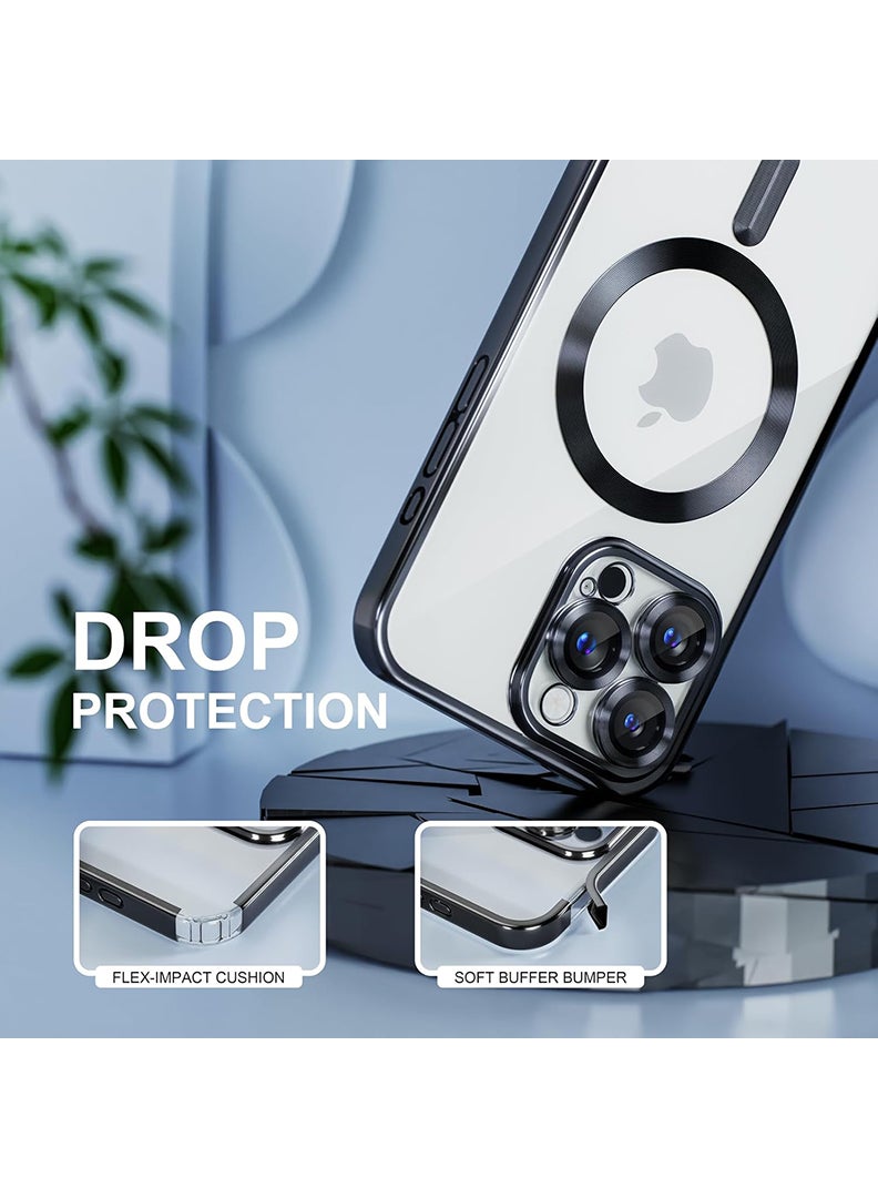 Theodor Premium Soft Clear Case for iPhone 16 Pro Max Camera Lens Full Protection, Compatible with MagSafe Wireless Charging, Shockproof Electroplated TPU Phone Cover iPhone 16 Pro Max 6.9 Inch 2024 -Black - Image 4