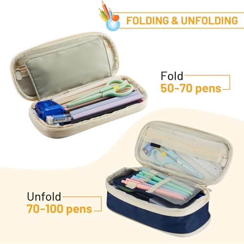 Sonuimy Large Capacity Pencil Case Pouch, Cute Aesthetic Big Capacity Zipper Pencil Cases Pen Portable Office Stationery Makeup Bag, Desk Organizer for College Adults Women Men- Purple - Image 3