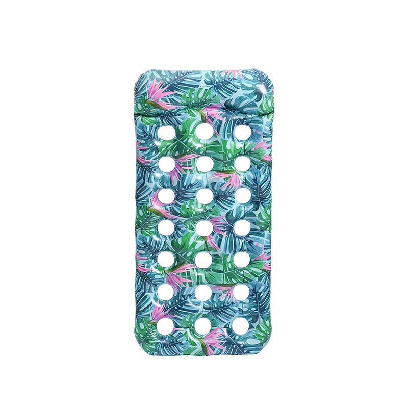 Cross-border Explosions Inflatable Floating Row Water Leaves Printing Hole Floating Row Inflatable Backrest Recliner Hammock Inflatable Floating Row Safflower