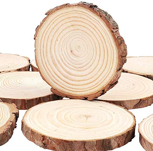 William Craft Unfinished Natural with Tree Bark Wood Slices 30 Pcs 2.4"-2.8" inch Disc Coasters Wood Coaster Pieces Craft Wood kit Circles Crafts Christmas Ornaments DIY Crafts with Bark for Crafts Rustic Wedding - Image 2