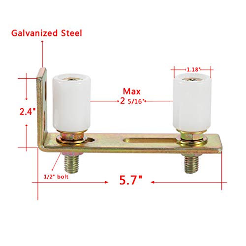 Skelang Slide Gate Guide Roller with L Post Bracket, Adjustable Dual Nylon Rollers Gate Assembly Support for Sliding Rolling Gates 2-5/16" Max Capacity - Image 3