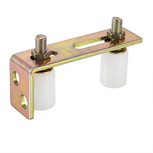 Skelang Slide Gate Guide Roller with L Post Bracket, Adjustable Dual Nylon Rollers Gate Assembly Support for Sliding Rolling Gates 2-5/16" Max Capacity - Image 1