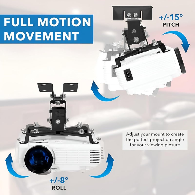 Powerpak DS-25 2ft Projector Ceiling Mount Stand | Universal Full Motion Projector Wall Mount Bracket Kit with Height, Tilt Adjustments for Home and Office | Payload 15kg - Image 4