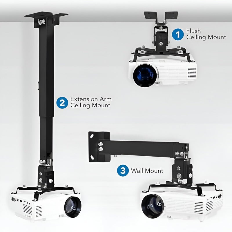 Powerpak DS-25 2ft Projector Ceiling Mount Stand | Universal Full Motion Projector Wall Mount Bracket Kit with Height, Tilt Adjustments for Home and Office | Payload 15kg - Image 2