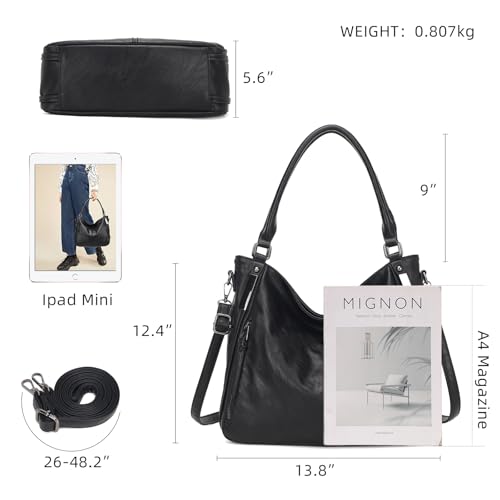 KL928 Purses for Women Shoulder Handbags Hobo Bags Tote Bag (B-Black) - Image 2