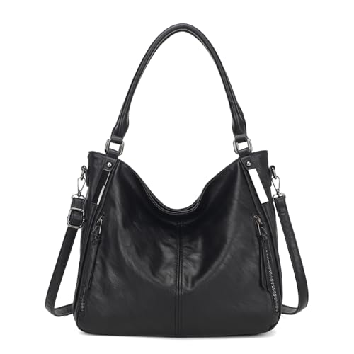 KL928 Purses for Women Shoulder Handbags Hobo Bags Tote Bag (B-Black) - Image 1