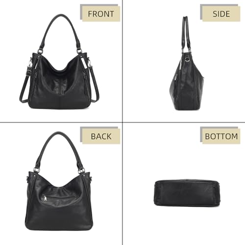 KL928 Purses for Women Shoulder Handbags Hobo Bags Tote Bag (B-Black) - Image 5