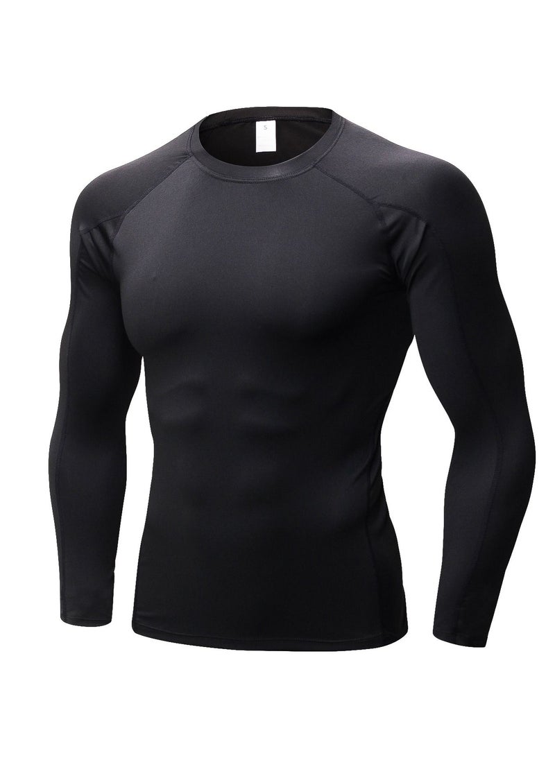 Loquat Men Quick Dry Breathable Long Sleeve Shirt Black  - Image 1
