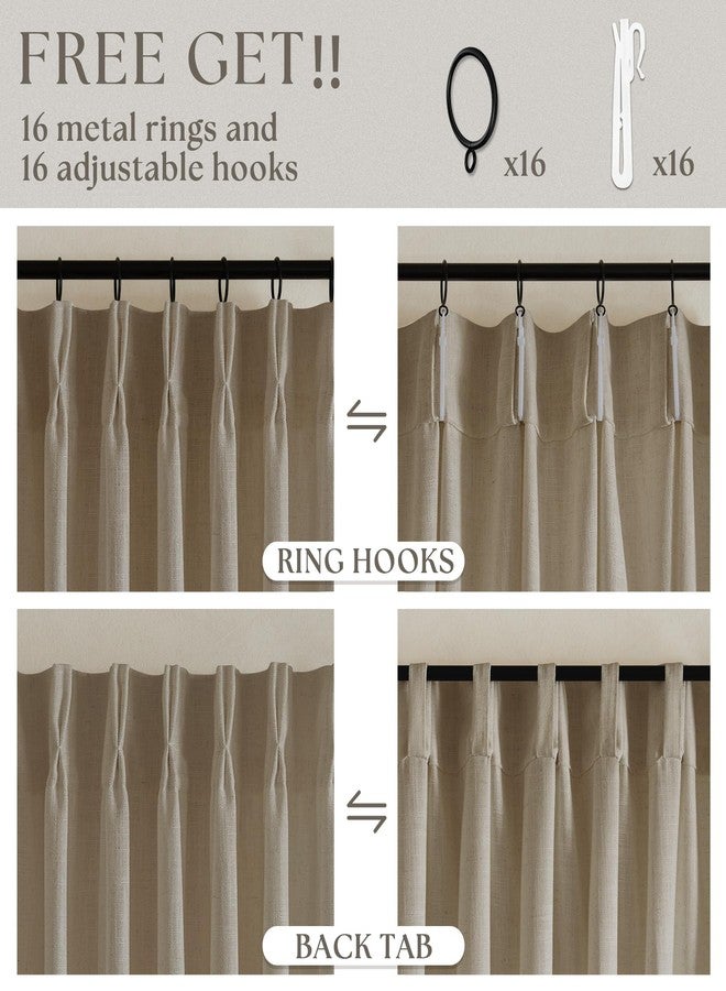 TWODRAPES Pleated Linen Curtains 90 Inches Long for Living Room Pinch Pleat Hooks Track System Back Tab Custom Made Memory Shape Drape Privacy Protection Grey Beige Living Room Bedroom Window Curtain 90 Inch - Image 5