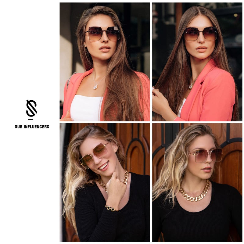 SOJOS Trendy Square Sunglasses Womens Big Oversized Designer Style UV Protection Sunnies Shades SJ1170 - Image 3