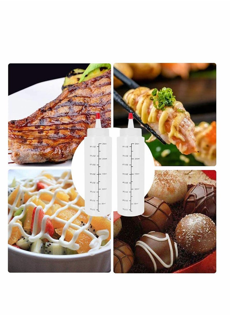 SYOSI - 12 Pack Condiment Squeeze Bottles With Red Tip Cap Tie 240ML Dye Empty Paint Squeeze Bottle For Ketchup BBQ Sauces Syrup Dressings Arts - Image 1