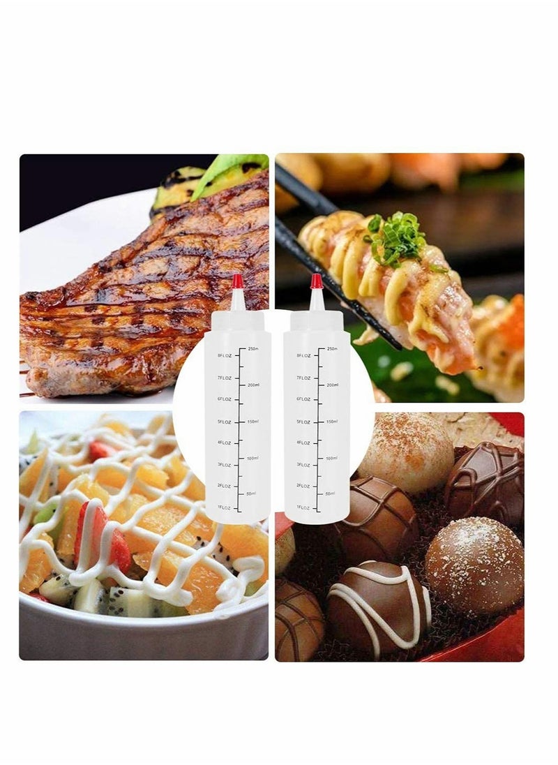 SYOSI - 12 Pack Condiment Squeeze Bottles With Red Tip Cap Tie 240ML Dye Empty Paint Squeeze Bottle For Ketchup BBQ Sauces Syrup Dressings Arts - Image 1