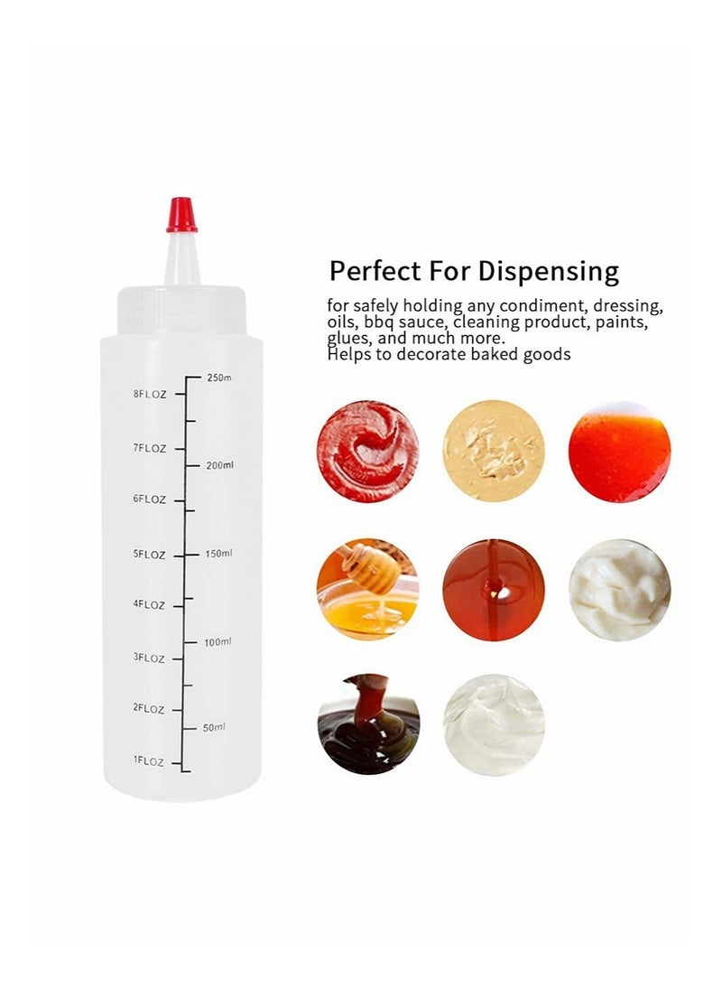 SYOSI - 12 Pack Condiment Squeeze Bottles With Red Tip Cap Tie 240ML Dye Empty Paint Squeeze Bottle For Ketchup BBQ Sauces Syrup Dressings Arts - Image 1