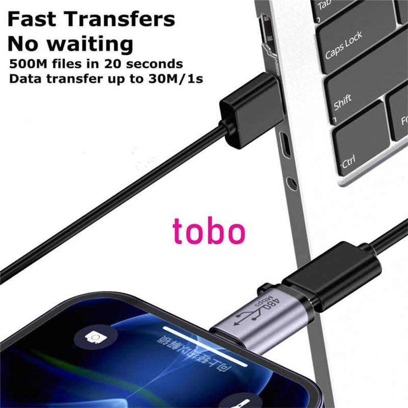 Tobo USB C to Lighting Adapter,27W PD Fast Charging for 14/13/12 Pro Max Plus Mini,for Lighting to USB C Cable Adapter for iPad,Support Transfer Data-Not for Audio/OTG (TD-1297CC) - Image 3