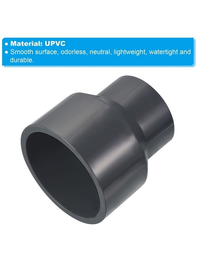 PATIKIL موصل أنبوب مخفض PVC 3.5x2.5 بوصة، محول توصيل مستقيم، رمادي