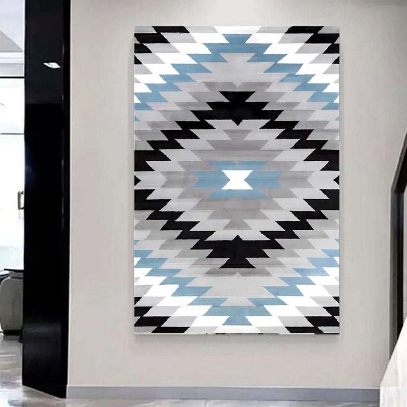 ماركتنا لوحة قماشية بتصميم تجريدي مع برواز مجوف مقاس (120x80) قطعة واحدة - Image 1