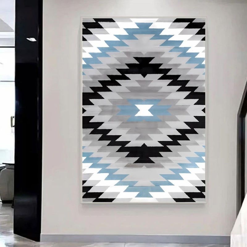 ماركتنا لوحة قماشية بتصميم تجريدي مع برواز مجوف مقاس (120x80) قطعة واحدة - Image 3